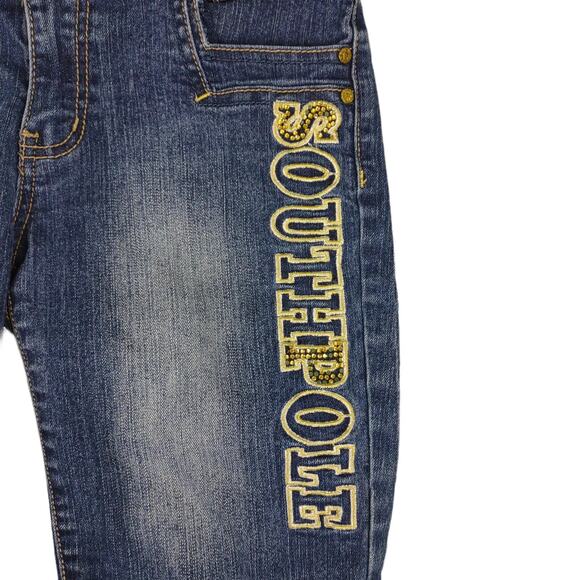 Y2K SOUTHPOLE Embellished Denim Bermuda Jean Shorts Women's 7 28x12 Rhinestone - Picture 4 of 7